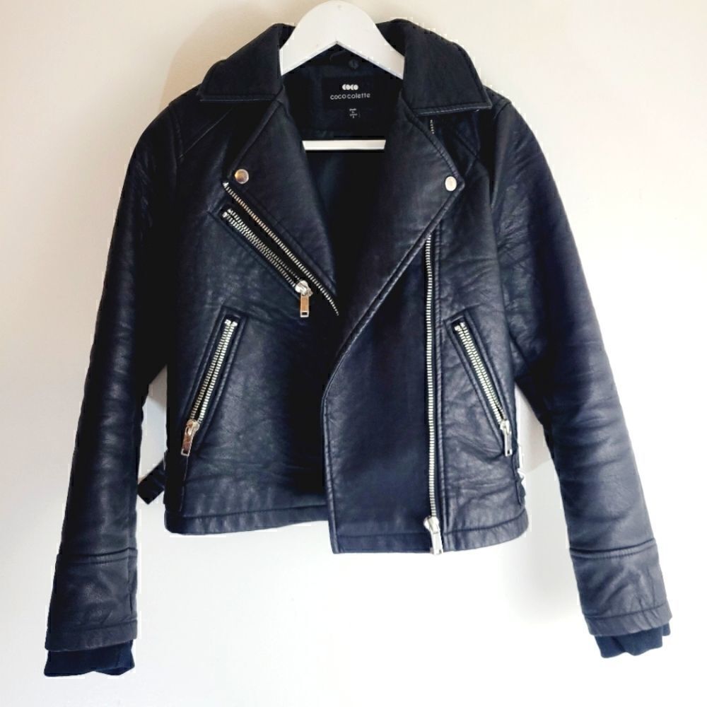 Coco Colette Pleather Biker Bomber Jacket